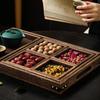ZISIZ Paulownia Wood Charcoal Rectangular Serving Tray Set