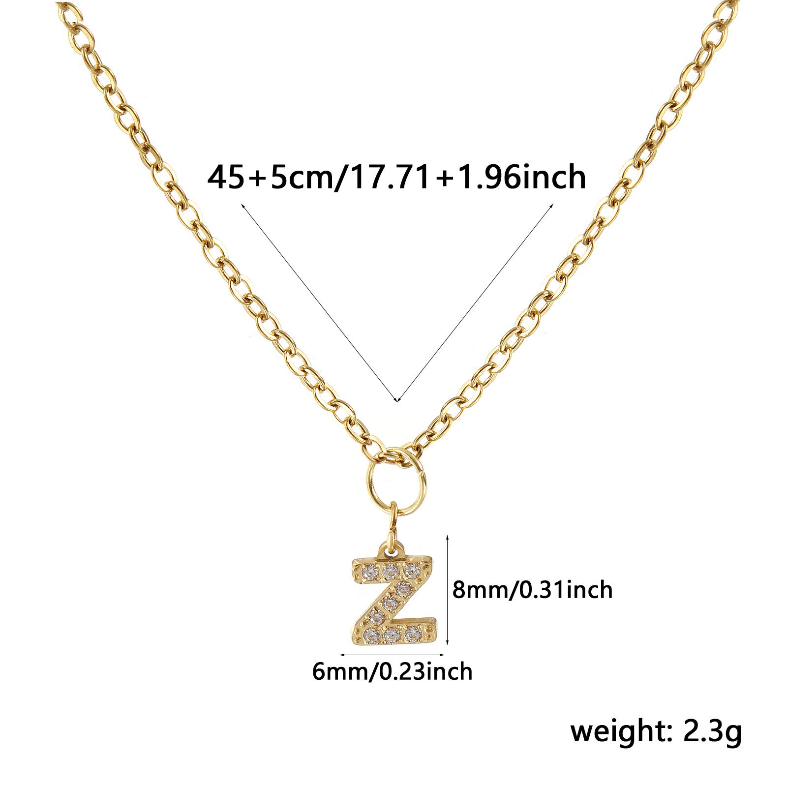 

304 Stainless Steel Capital Alphabet Initial Letter Pendant Necklace For Women Clear Rhinestone Message A-Z Letter Name Gift