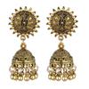 HuaTang Vintage Gold Silver Color Metal Dangle Hollow Earrings for Women Geometric Carved Ethnic Earring Indian Jewellery