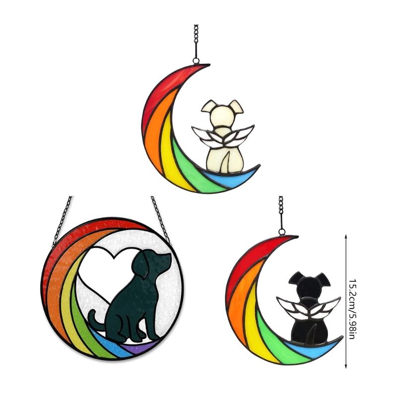 Heartwarming Dog Loss Sympathy Gift Unique Stained Glass Window Hanging Sun Catchers Pet Remembrances for Devote Dogs