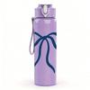1PC Elegant Blue Bow 750ml Color Plastic Sports Water Bottle Leakproof Flip Straw Lid Suitable for Sports Office Home Use