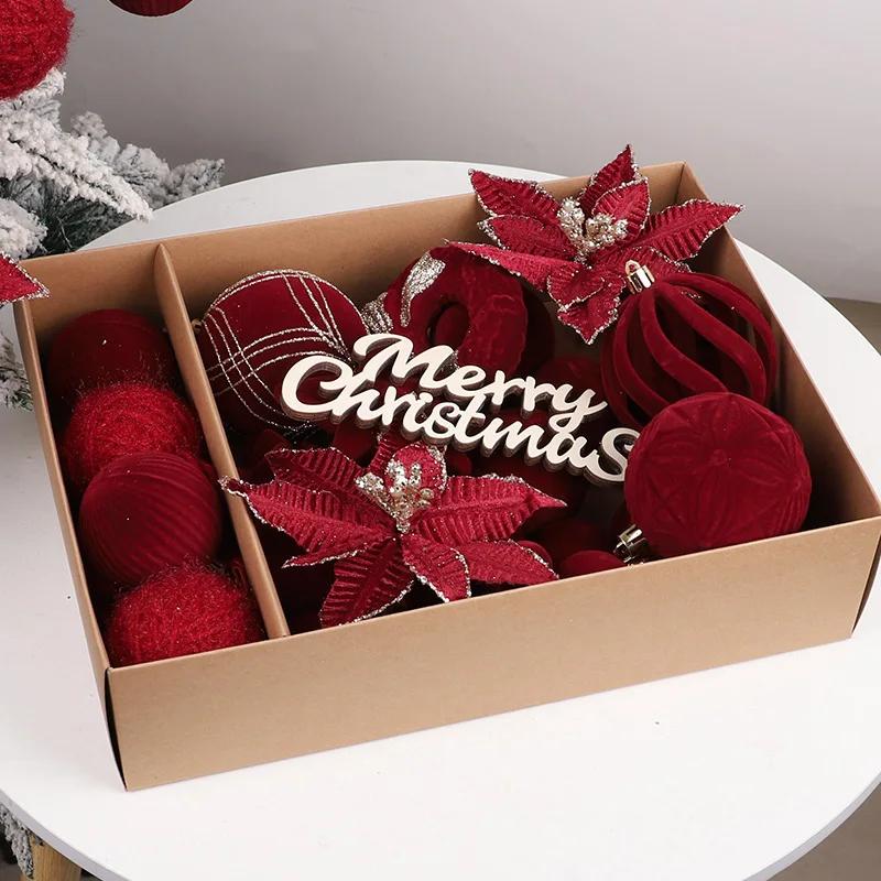 38 Stück/Karton Weihnachtskugel-Ornamente Hängende Blumen Schleife Band Weihnachtsbaum Sternspitzen Weihnachtsdekoration für Zuhause Neujahr 2026