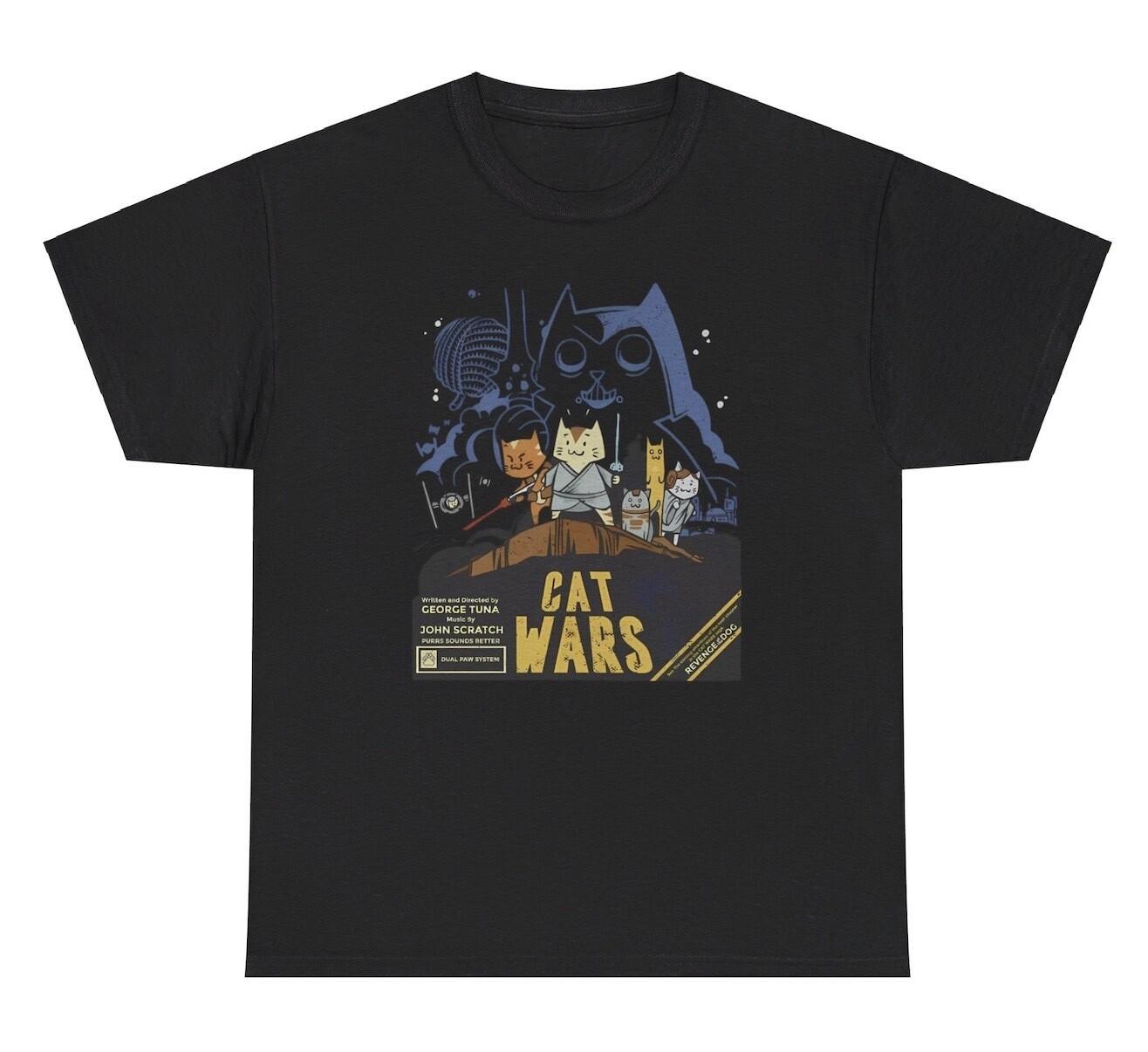 Cat Wars Parody T Shirt Funny Movie Animal Lovers Joke Parody Gen Z Humor Tee XXL