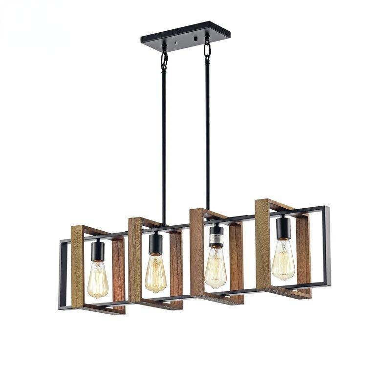 Creative Dining Table Light Industrial Style Retro Island Table Light Solid Wood Iron Art Bar Table Light for Restaurant Pendant Light