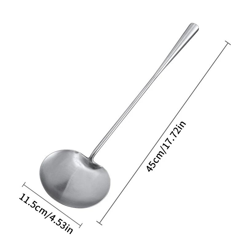 1Pc Stainless Steel Longer Handle Shovel Spoon Kitchen Spoon Heat Resistance Spoon
