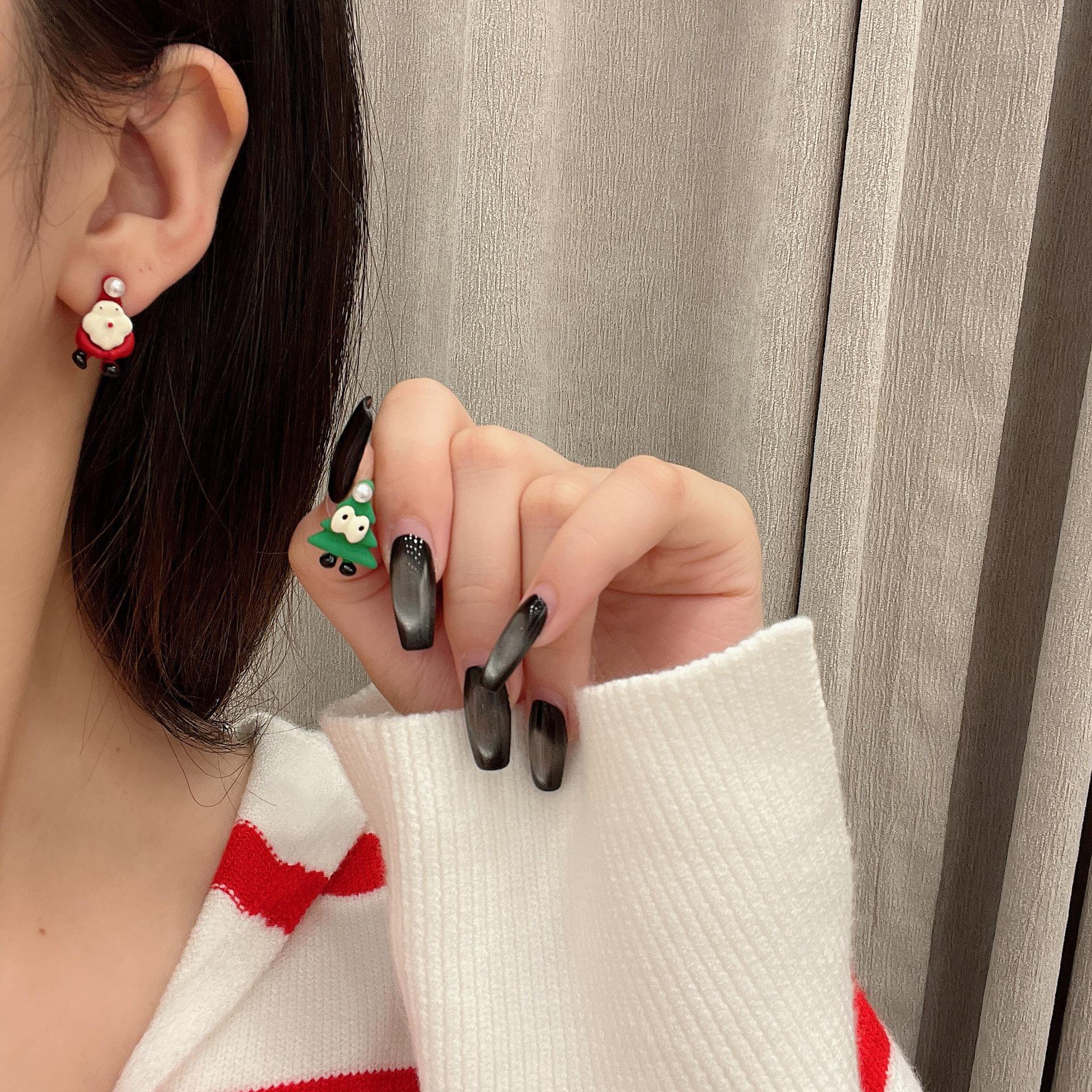 

Модное красное кольцо Санта-Клауса и высококачественные серьги для девочек: Уникальный, стильный и персонализированный аксессуар AB version Santa Claus Christmas tree earrings красный