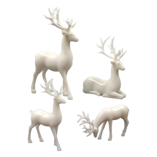2/4Pcs Christmas Reindeer Statue Standing Sitting Elk Silhouette Figurine Deer Sculpture Home Office Desktop Decoration Ornament