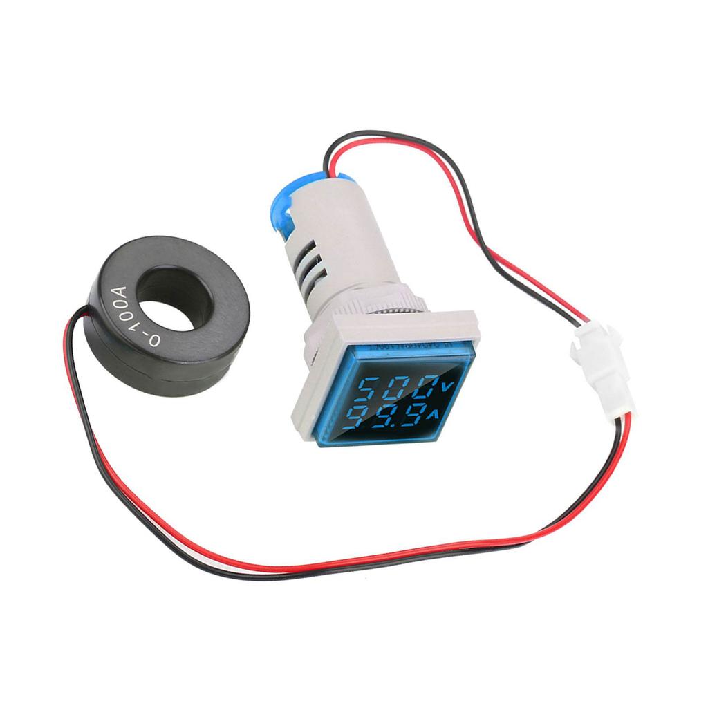 LED Digital Display AC Voltage Current Meter Indicator 22mm 0-100A Meter Indicator (red)