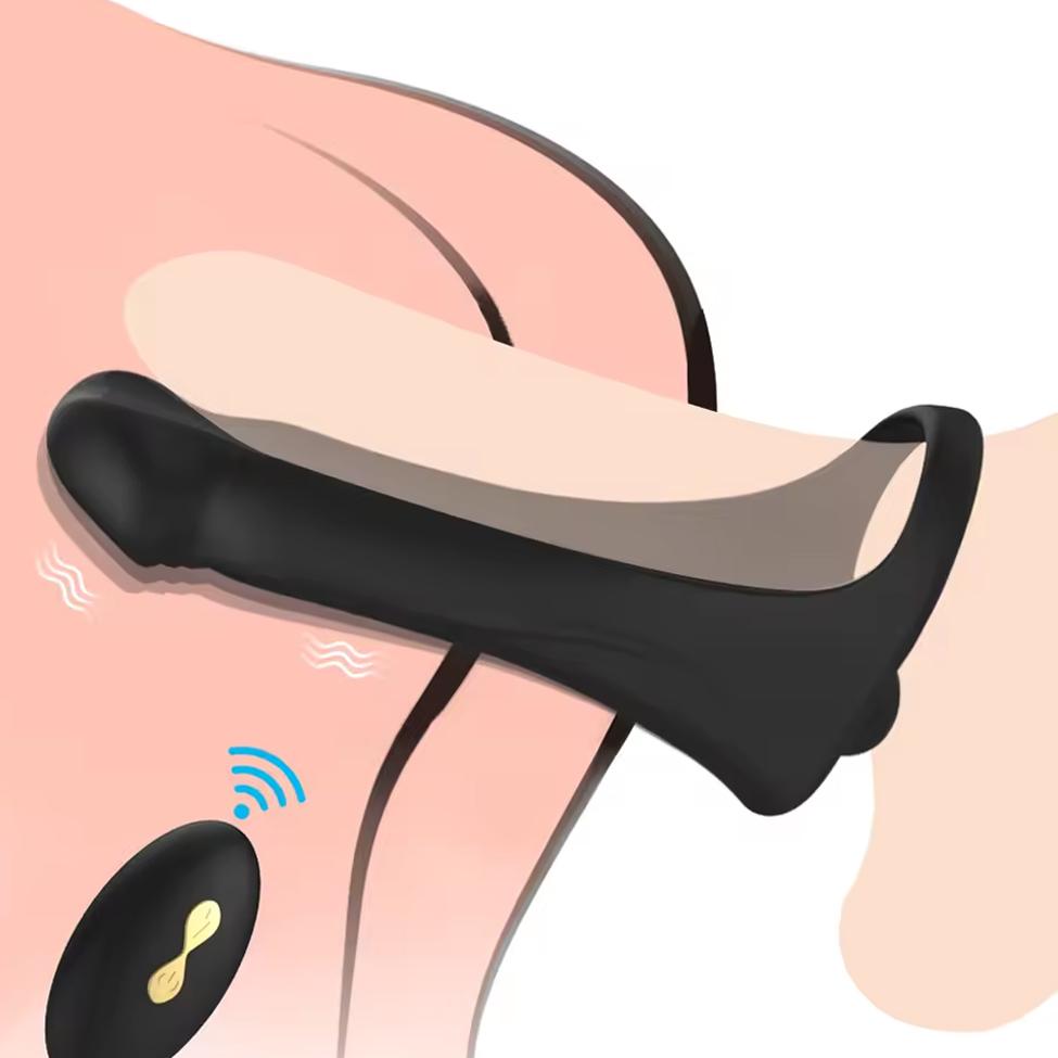 Dual Head Vibrating Dildo Penis Ring with Remote Penis Plug Vibrator, 10 Modes Female Clitoral G-spot Stimulator Adult Sex Toys