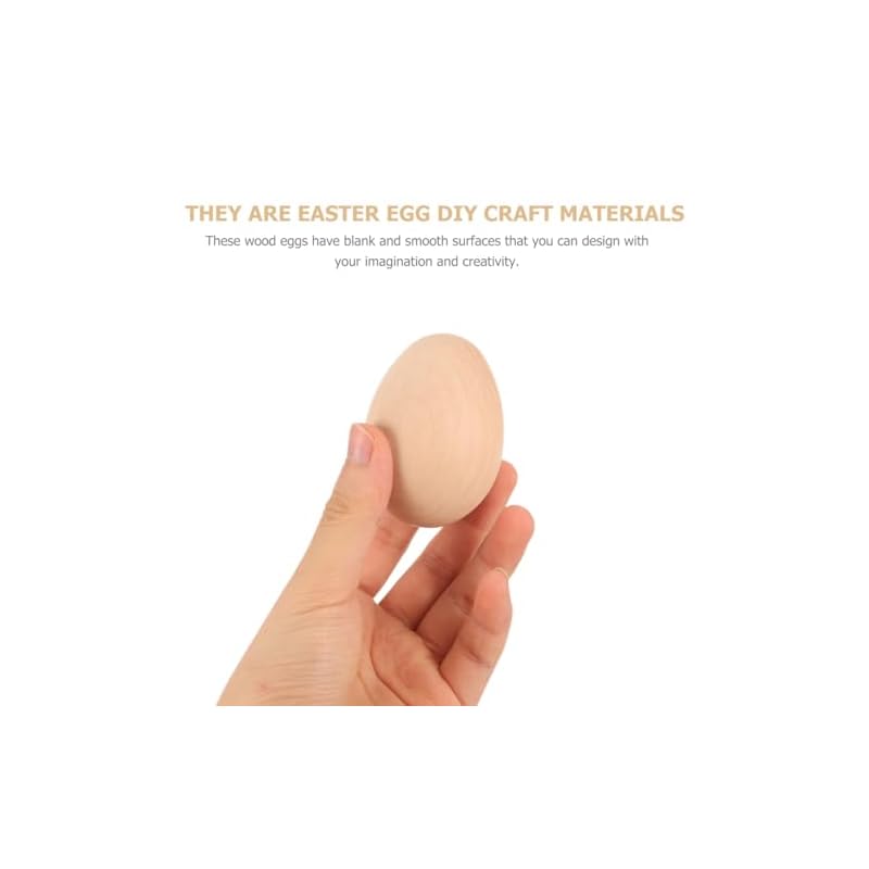 Healifty Wooden Easter Eggs, Set of 6, Unpainted Dummy Eggs, for Tole Painting, DIY Crafts, Handmade, Egg-Shaped Toys, Pretend Play, Food Samples,