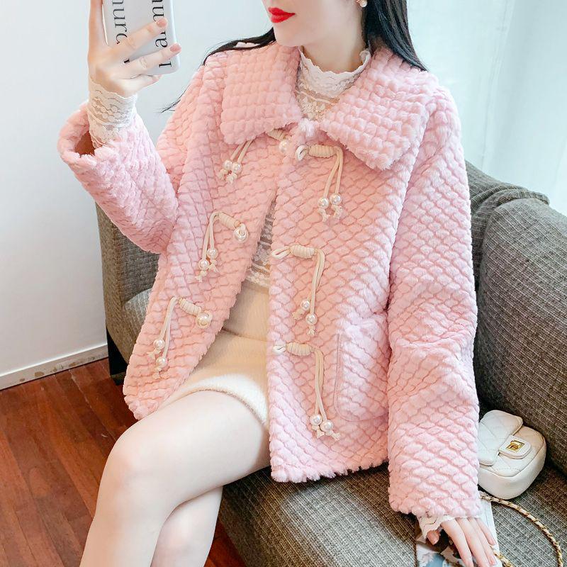 Women s Street Style Chic Lambswool Winter Coat M for 100-114 jin