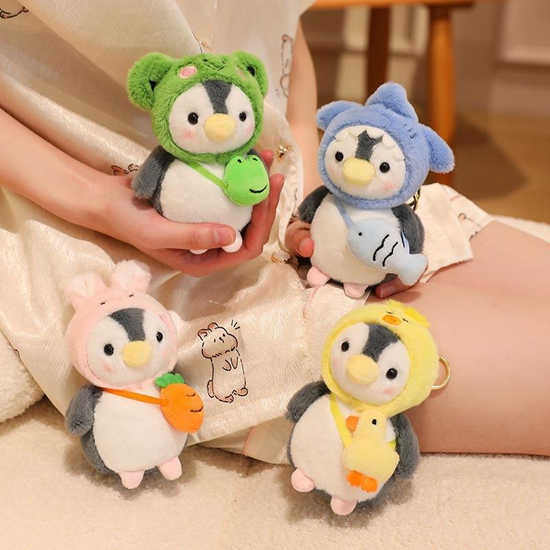 Cute Penguin Plush Keychain Soft Kawaii Cartoon Penguin with Hats Key Chain Bag Ornaments Super Soft Plushie Pendant Couple Gift