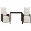 VidaXL 3-piece Garden Bistro Set Brown Cushions Poly Rattan 3277187