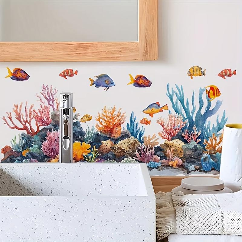 Frisches Blumendekor Spülbereich Hintergrundwand Aufkleber Badezimmer Wanddekoration Selbstklebend Abnehmbar Wasserdicht Kreativer Aufkleber