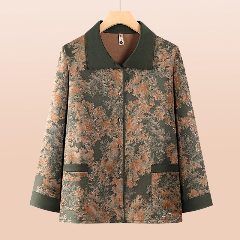 Grandma's Autumn 2025 Fashion: Long-Sleeve Shirt & Three-Quarter Sleeve Set for Middle-Aged and Elderly Women. 