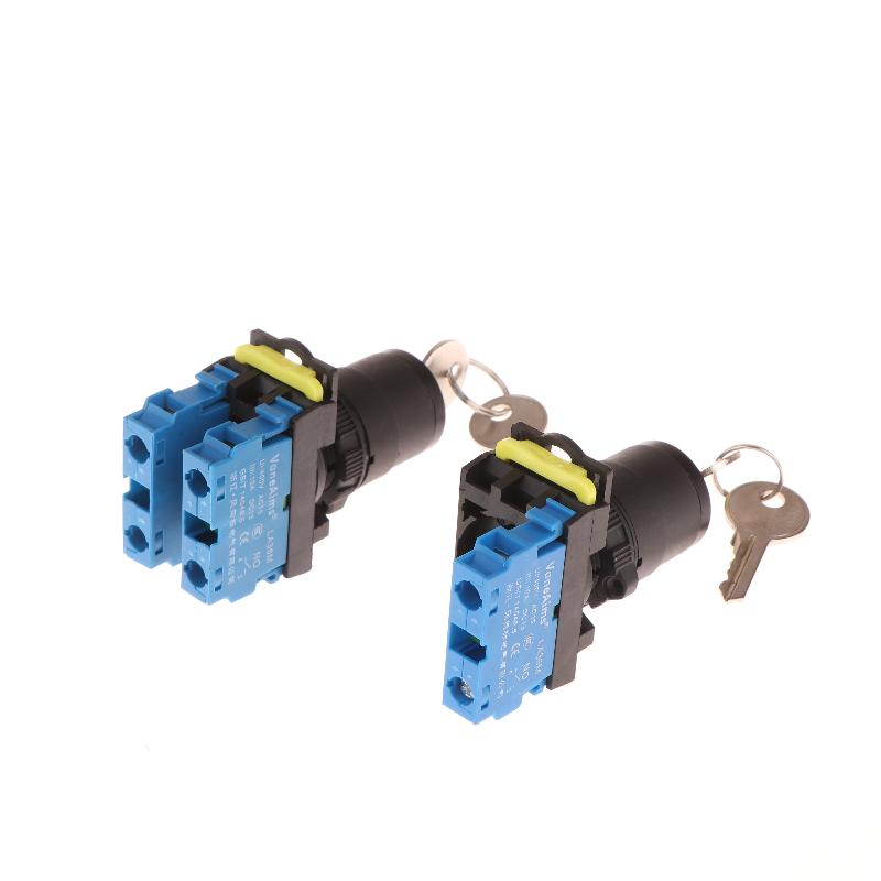1 Set 12V 220V 10A 2/3 Position 1/2No 1/2Nc On Off Knob Button Rotary Switch Selector With Keys 22Mm La36M Key Switch