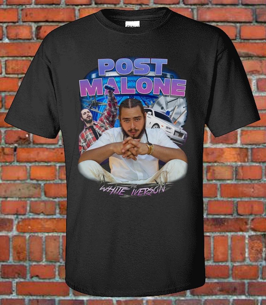 Post Malone 90s Vintage Style Rap Bootleg Tee White Iverson S
