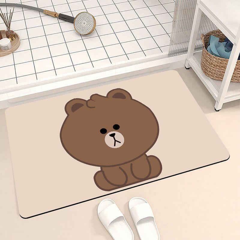 

Простой коврик для туалета с бурым медведем из диатомовой грязи, мягкий напольный коврик, мультяшный коврик для ванной, нескользящий абсорбирующий коврик, коврик для ног у двери туалета 40X60cm 15.7X23.6in