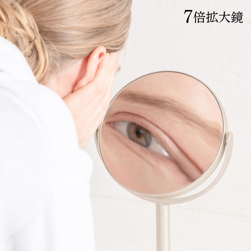 HORIUCHI MIRROR Double-Sided Standing Mirror with 7x Magnification for Detailed Viewing, Makeup Mirror, Perfect Gift for Respect for the Aged Day or M