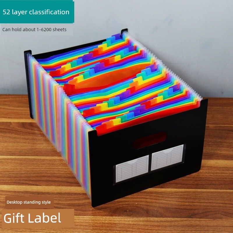 A4 Folder Large Capacity Desktop Storage File Handbag Multi-Layer Classification Materials Expanding File Multi-Functional Office Supplies