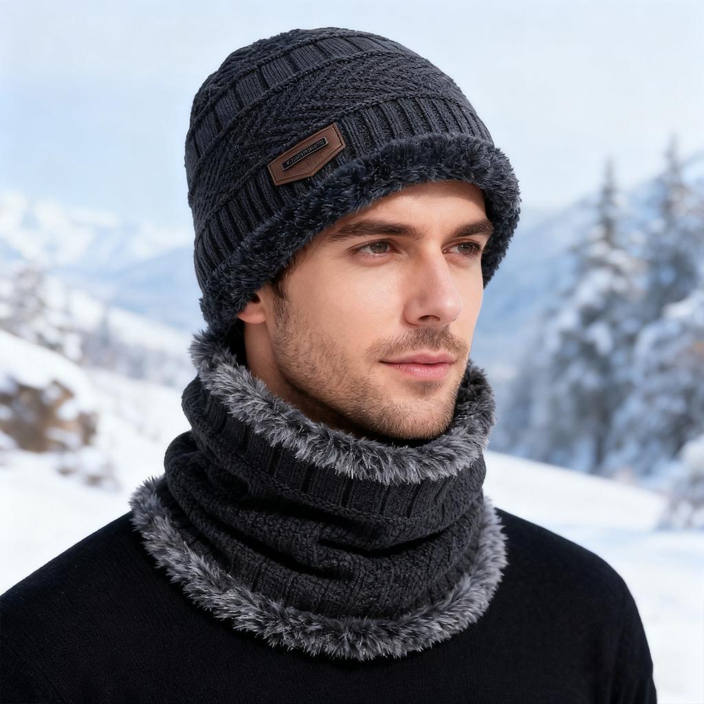 6-Piece Winter Warm Set with Hat Scarf Gloves Socks for Cold Weather Outdoor Activities Windproof Knitted Thermal