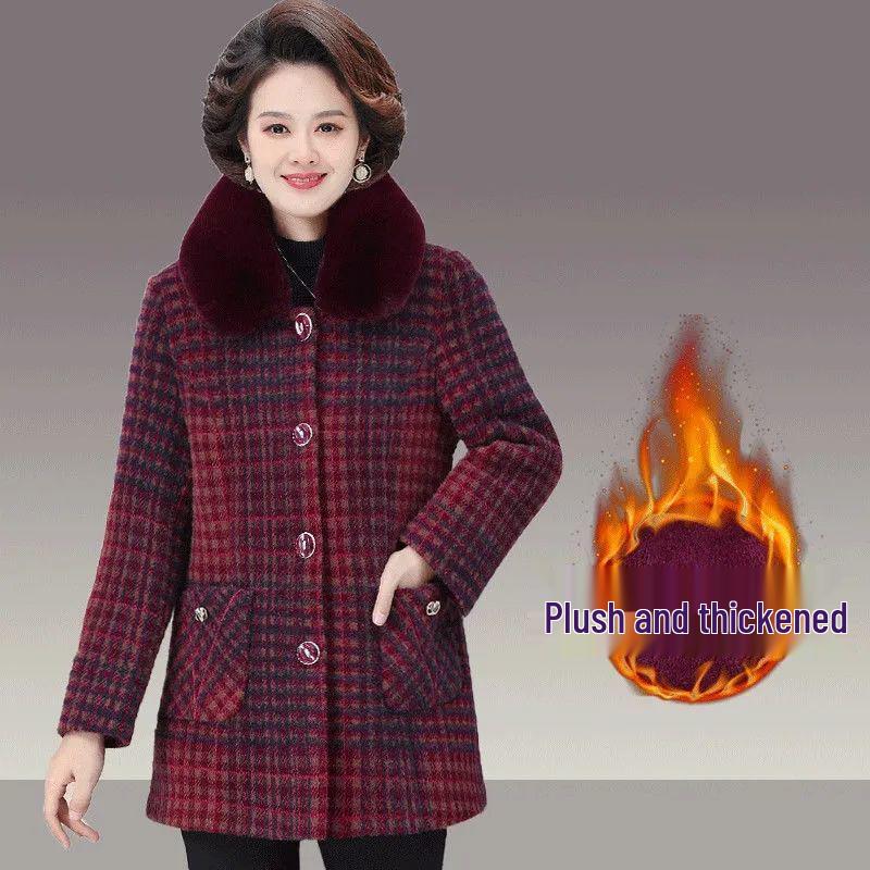 

Зимнее бархатное пальто мамы: Искусственный норковый мех, Утепленный для женщин среднего и пожилого возраста 3XL (120-135 lbs)