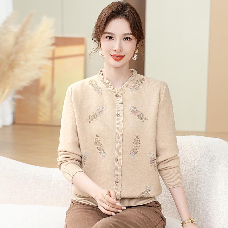 

Mom s 2024 One-Piece Fleece Knit Base Shirt - Warm, Thick Sweater for Middle-Aged and Elderly Women XL (recommended 110-120 jin) помаранчевий
