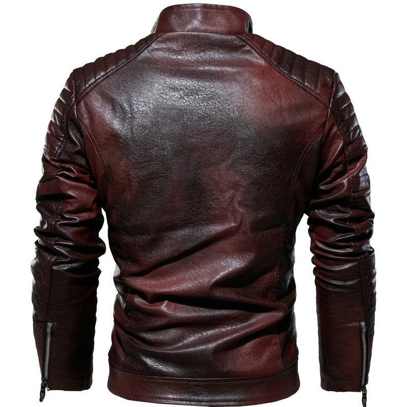 Large size men's leather jacket autumn and winter new men's PU leather jacket men's motorcycle jacket plus velvet leather jacket for men