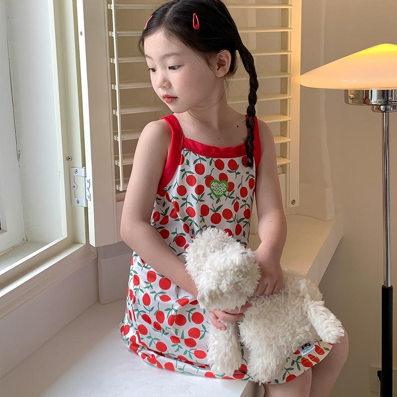 Kids' Halter Dress Summer Girls' Tank Top Beach Dress