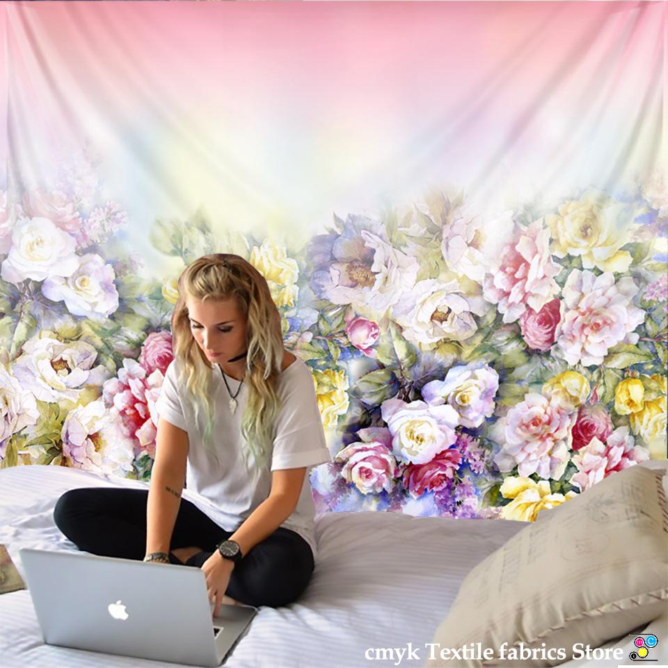 Tapiserie cu flori fluture, covoraș hippie în stil nordic simplu, cuvertură de pat boemă, tapiserie pentru decor