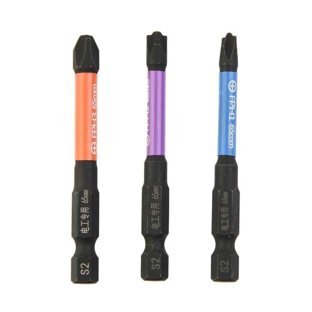 3pcs Cross Screwdriver Bit FPH1 FPH2 FPH3 65mm Batch Head Electrician Power Tool High Hardness Screw Driver Bit