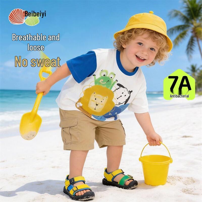 Boys' Cartoon Colorblock Anti-Bacterial Cooling Short Sleeve T-Shirt