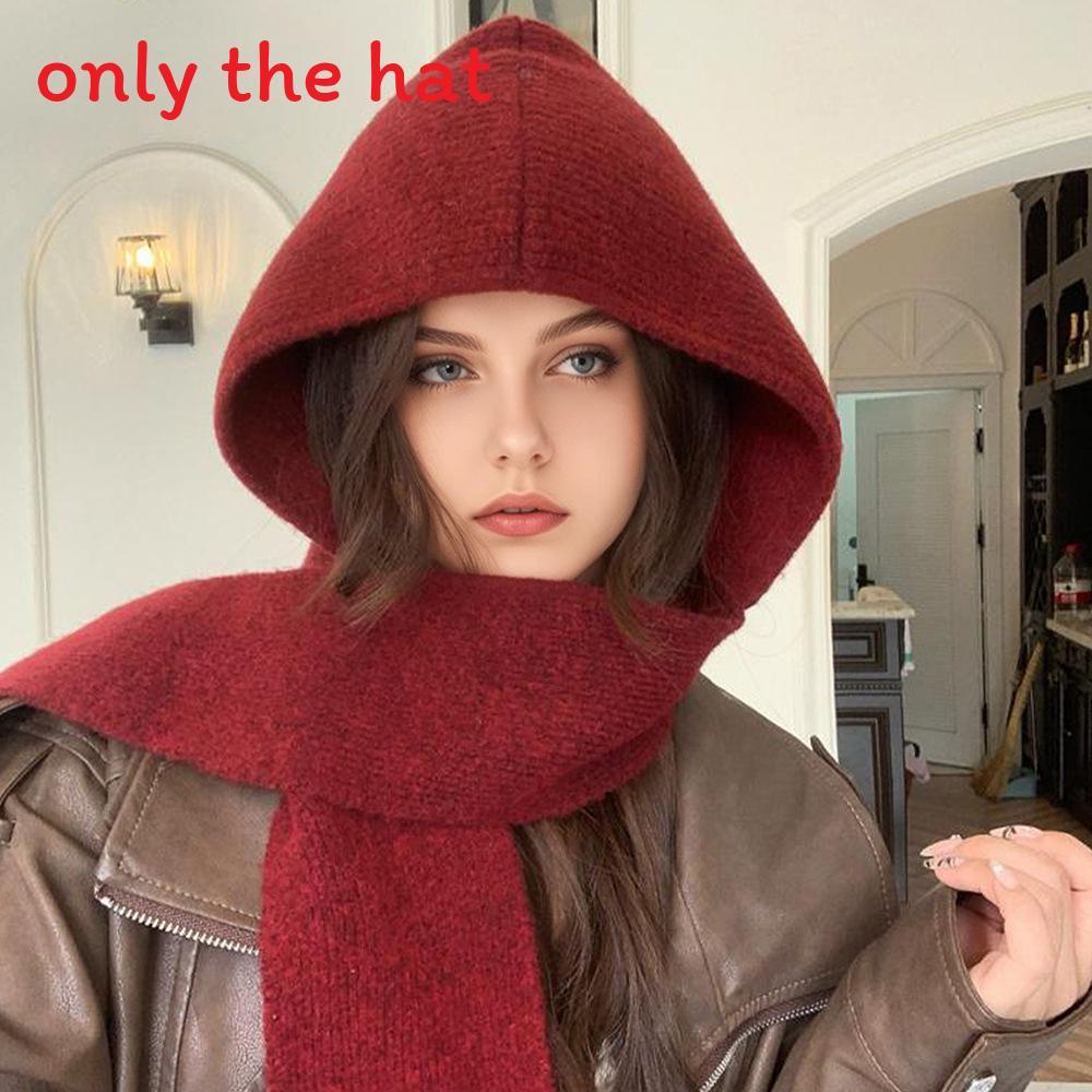 

Warm One Piece Knitted Hood With Solid Color Design For Winter Warmth And Windproof Protection червоний