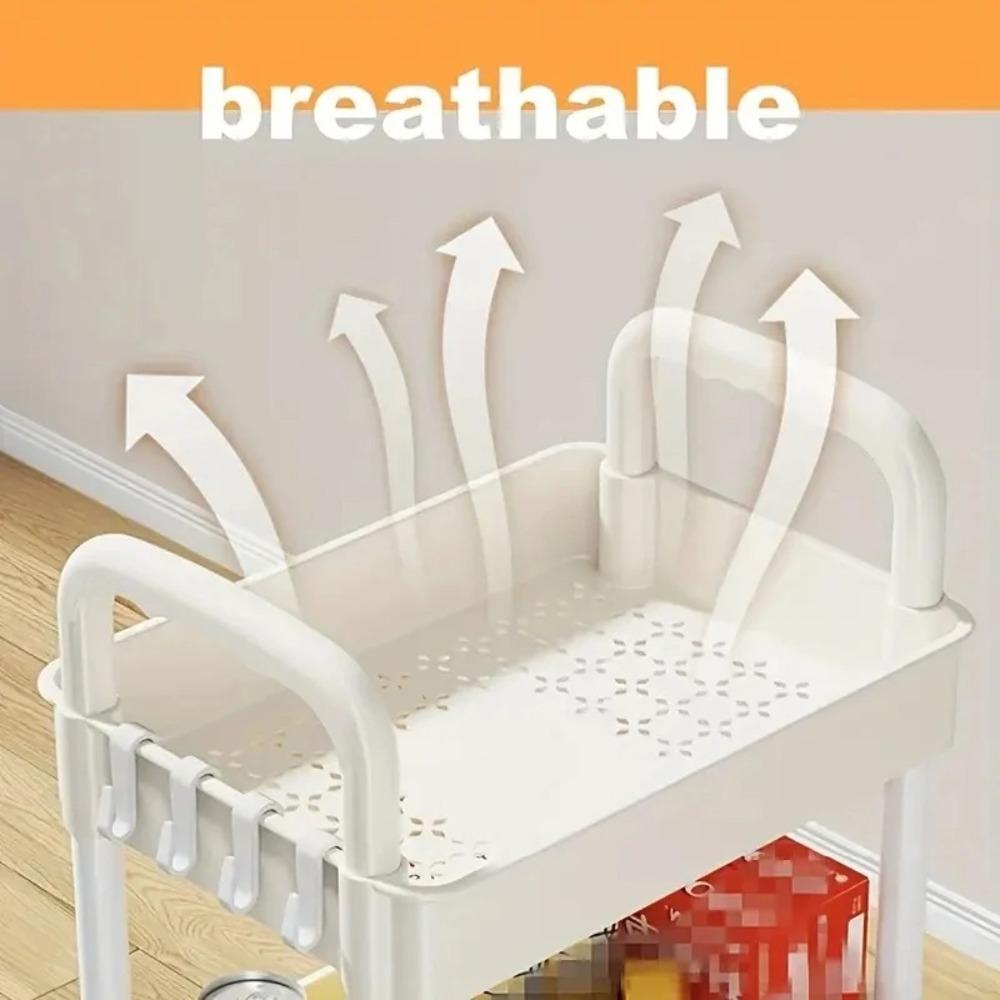 Space Efficient Storage Rack Wiht Wheels Rolling Plastic Storage Cart Mobile Storage Rack  Kitchen