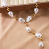 Baroque Irregular Imitation Pearl Y-shaped Necklace for Women Dainty Faux Pearl CCB Resin Bead Chain Necklace Party Jewelry Gift