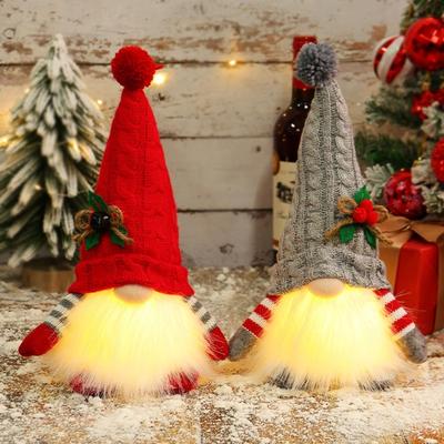 Sled Faceless Dwarf Doll Ski 2024 Christmas Gnome Doll with LED Light Elf Christmas Gnome Faceless Doll Home Decorative