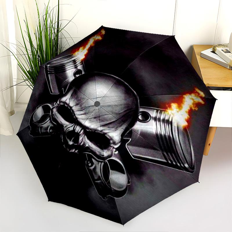 Skull Pistons Folding umbrella 8 paraphenoid bones Umbrella printing Sun umbrella light