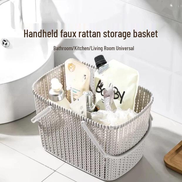 Newcomer Discount: 5 Yuan Off - Large Plastic Handheld Bath Caddy for Toiletries with Drainage