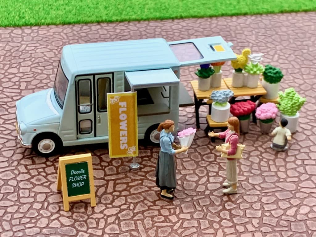 Geocolle 64 Car Snap 17a Flower Shop Partially Mini Car Set 1/64 # ABS/PVC Doll/Accessories (Painted, Assembled) + Die-cast