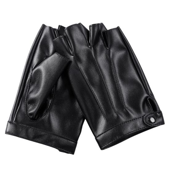 Outdoor Half Finger Faux Leather Soft Breathable Driving Cycling Men Gloves