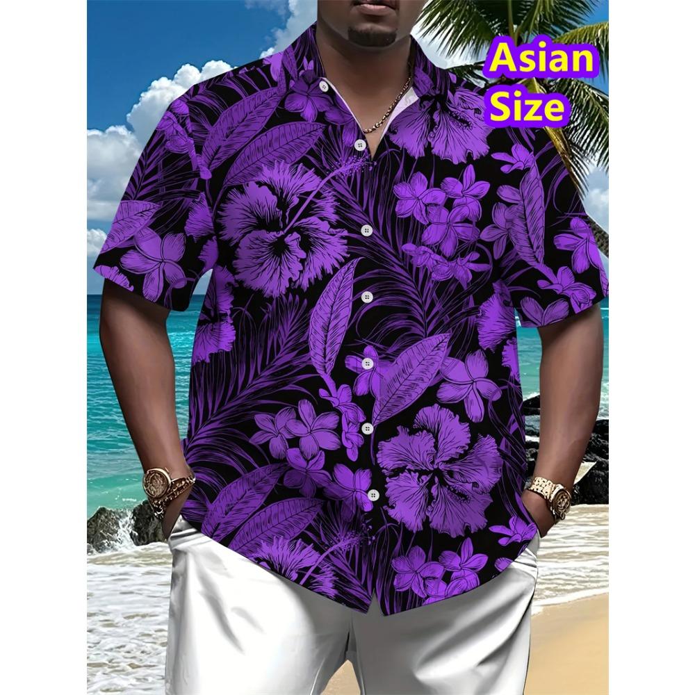 Cheap Floral Shirts Men's Hawaii Holiday Party Blouse 2026 Lapel Beach Shirt Flower Korean Fashion Short-sleeved Womens Clothes