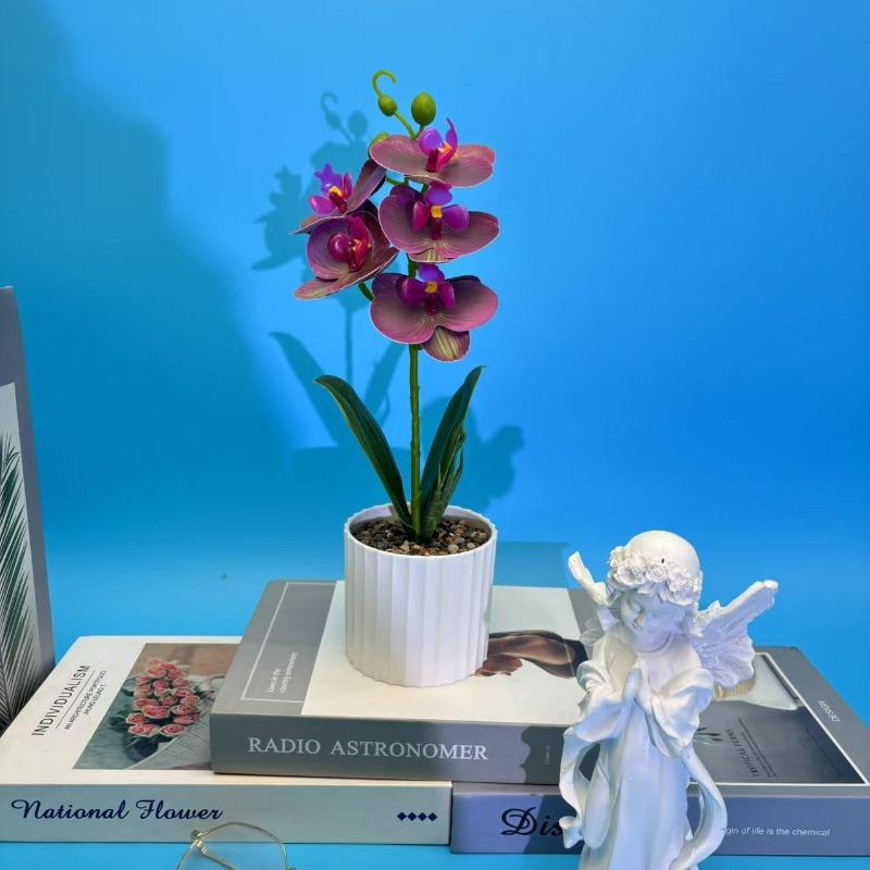 

Yuhua Stone Phalaenopsis Bonsai for Indoor Decoration Artificial Flower Potted Plant Arrangement and Simulated Green Plants Mei Zi