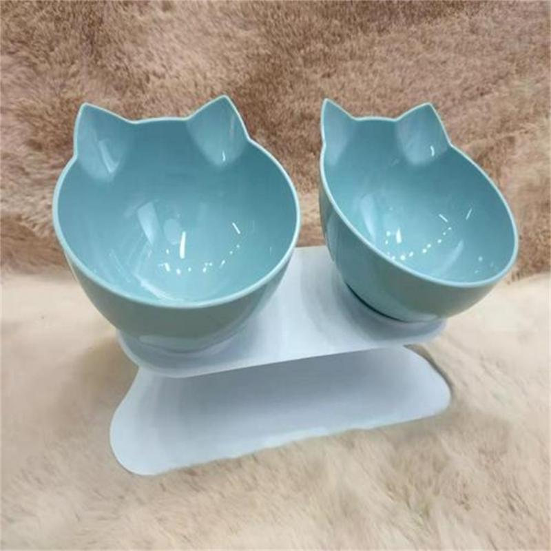 Cat Bowl Transparent Double Bowl Cat Food Bowl Water Bowl Basin Bowl Rack Dog Bowl Dog Food Basin Oblique Mouth Spine