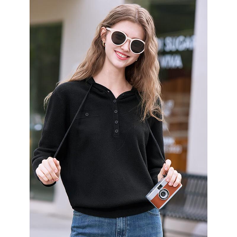 Betu Damen 2025 Frühling Kapuzenpullover mit Kordelzug Strickpullover