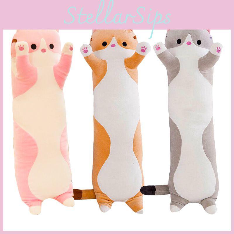 Adorable Long Cat Plush Toy Soft Stuffed Kitten Pillow Perfect For Kids Sleeping Comfort