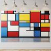 2D Geometric Abstract Backdrop Red Yellow Blue Squares Party Background Cloth