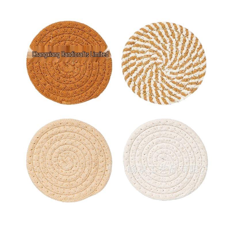 Nordic Cotton Rope Woven Placemat: Round Heat-Resistant Insulation Pad for Kitchen or Dining Table