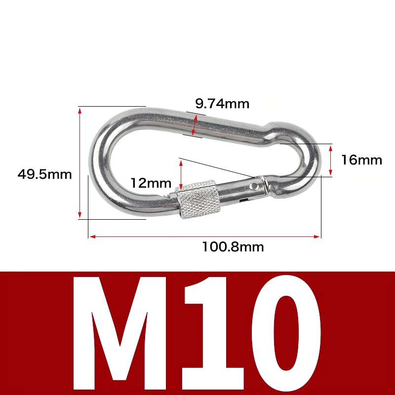 1-2pcs 304 Stainless Steel Spring Snap Multifunctional Carabiner Quick Link Lock Hook With Screw Nut M4 M5 M6 M7 M8 M9 M10