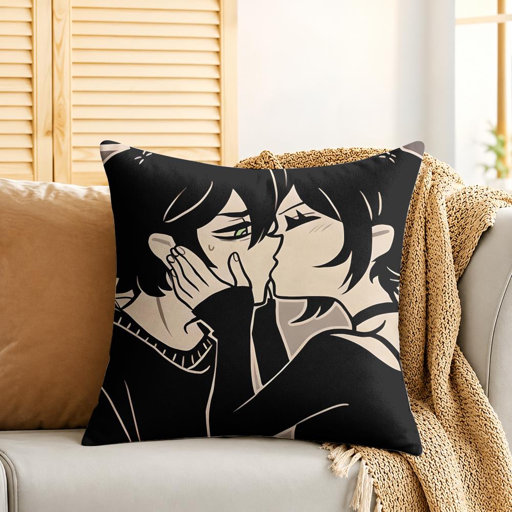 Anime The CCoffin Of Andy And Leyley Cushion Cover Silky Short Plush Invisible Zipper Dustproof Sofa Pillow Case For Home Decor