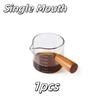 1pcs Glass Measuring Cup With Wood Handle Espresso Double Single Mouth Milk Coffee Clear Mug Coffee Supplies Kitchen Accessories